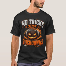 Camiseta Arte de Futebol de Halloween Sem Truques Somente T