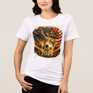 Camiseta Arte de Futebol Liberdade Dourada da Copa do Mundo