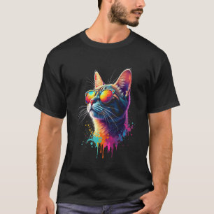 Camiseta Arte de gato colorida