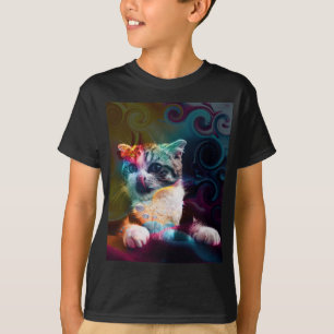 CAMISETA ARTE DE GATO COLORIDA E DIVERTIDA