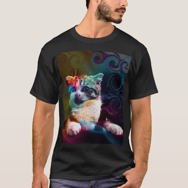 CAMISETA ARTE DE GATO COLORIDA E DIVERTIDA (Frente)