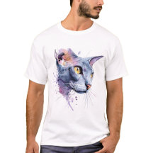 Arte de Gato com Geométrico de Aquarela Lavanda