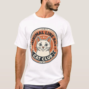 Camiseta Arte de Gato em Linha Mínima Presente para Amantes