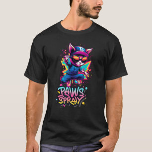 Camiseta Arte de Gato Engraçado com Spray Arte Urbana Flair