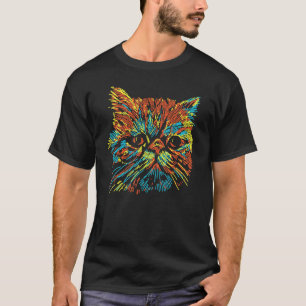 Camiseta Arte de gato Exótico e Bonito e Colorido para aman