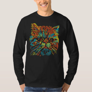 Camiseta Arte de gato Exótico e Bonito e Colorido para aman