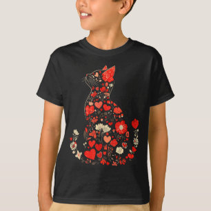 Camiseta Arte de Gato Floral Fofa Proprietários de Gatos e