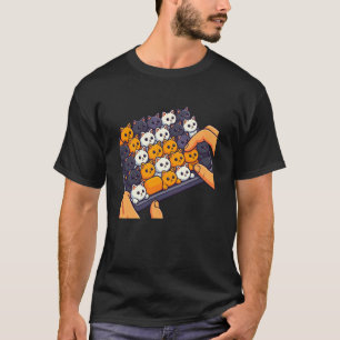 Camiseta Arte de Gato Fofo, Gatos Coloridos no Teclado de D