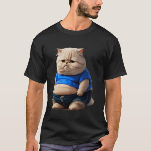 Camiseta Arte de Gato Gordo Engraçado Design Amante de Gati