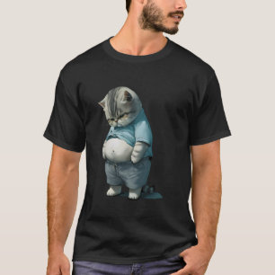 Camiseta Arte de Gato Gordo Engraçado Design Gato Fofinho A