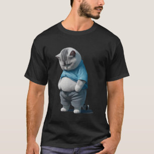 Camiseta Arte de Gato Gordo Triste Engraçado Design Amante 