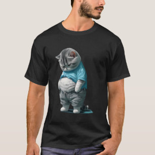 Camiseta Arte de Gato Gordo Triste Engraçado Design Gato Go