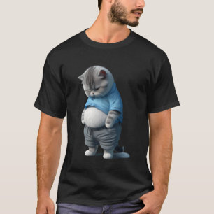 Camiseta Arte de Gato Gordo Triste Engraçado Design Gato Go