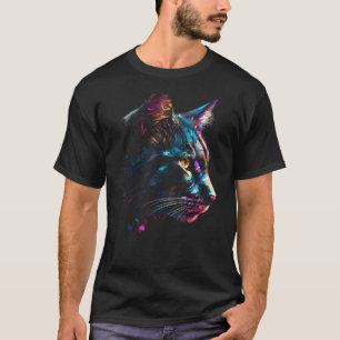 Camiseta Arte de Gato - Retrato Gato Animal Colorido