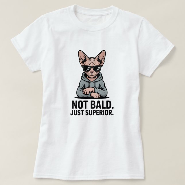 Camiseta Arte de Gato Sphynx Superior com Atitude Sarcástic (Frente do Design)