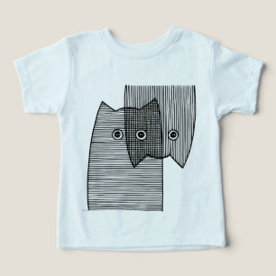 Camiseta Arte de Gatos Padronizados Fofos Linha Mínima