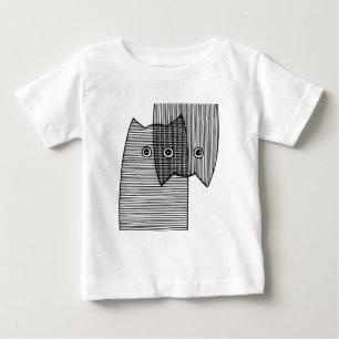 Camiseta Arte de Gatos Padronizados Fofos Linha Mínima
