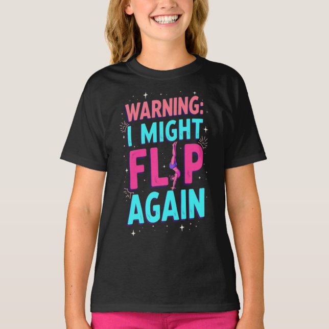 Camiseta Arte de Ginástica Fofa para Meninas, Crianças, Mul (Frente)