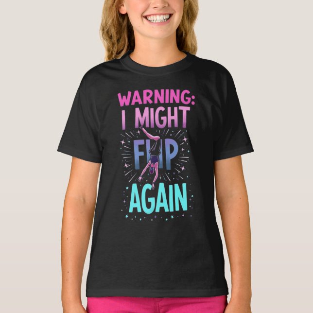 Camiseta Arte de Ginástica Fofa para Meninas, Crianças, Mul (Frente)