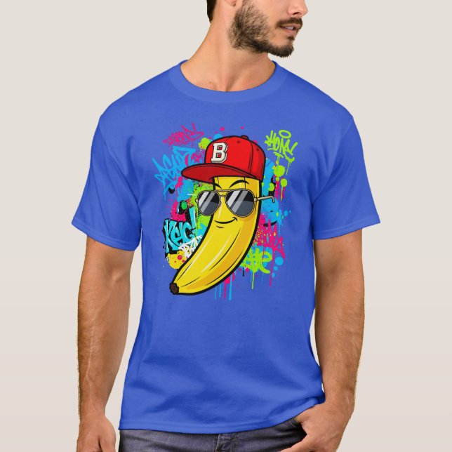 Camiseta Arte de Grafite de Banana com Salto de anca legal (Frente)