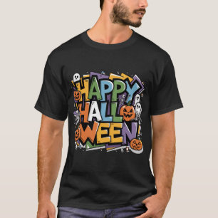 Camiseta Arte de Grafite de Dia de as Bruxas engraçado com 