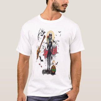 Camiseta arte de grafite de guitarra no halloween anime leg