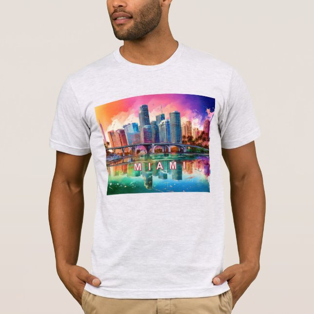 Camiseta Arte de Grafite de Miami Skyline (Frente)