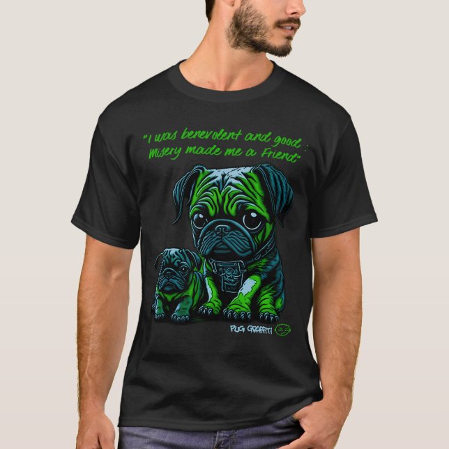 Camiseta Arte de Grafite de Pug e Frankenstein (Frente)