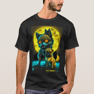 Camiseta Arte de Grafite de Pug e Lobisomem