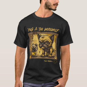 Camiseta Arte de Grafite de Pug e Lobisomem 3