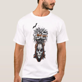 Camiseta arte de grafite de rosto de Halloween para homens