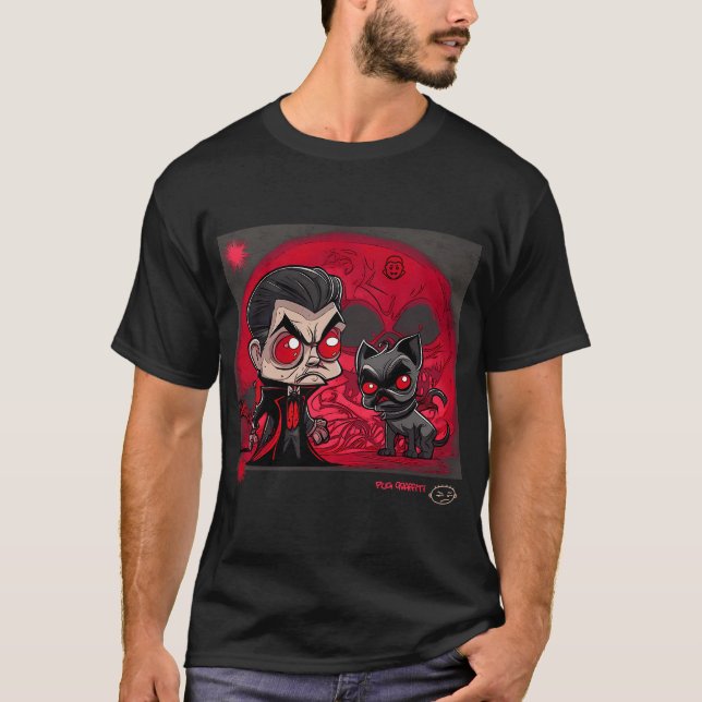 Camiseta Arte de Grafite Pug e Drácula 8 (Frente)