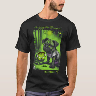 Camiseta Arte de Grafite Pug e Frankenstein 11