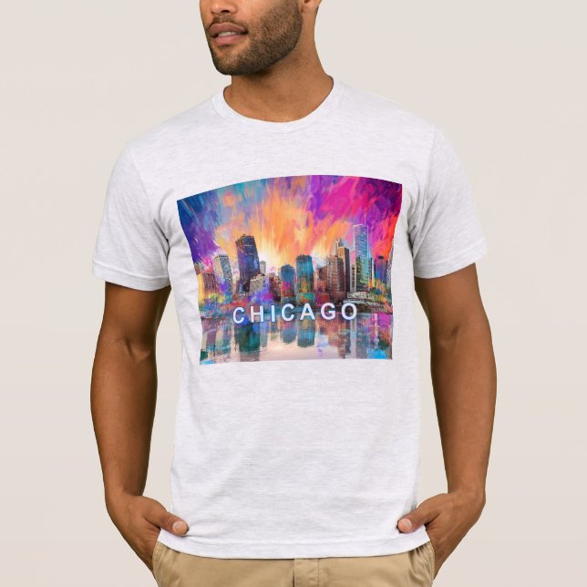 Camiseta Arte de Grafite Skyline Chicago (Frente)