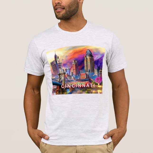 Camiseta Arte de Grafite Skyline Cincinnati (Frente)