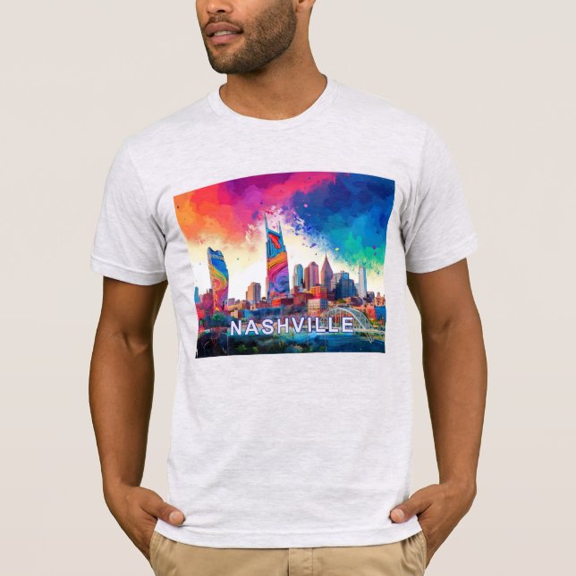 Camiseta Arte de Grafite Skyline Nashville (Frente)