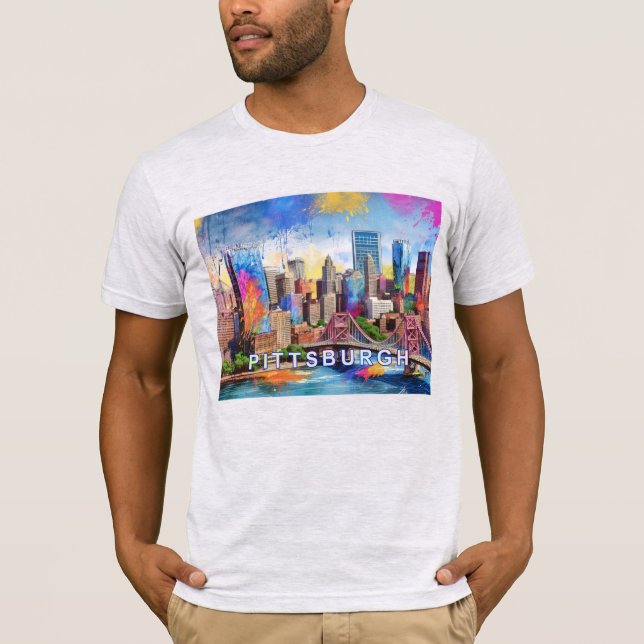 Camiseta Arte de Grafite Skyline Pittsburgh (Frente)