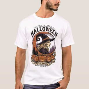 Camiseta Arte de Gravura de Lua de Abóbora de Halloween de