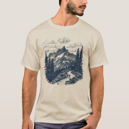 Camiseta Arte de Gravura Vintage de Montanha Alpina