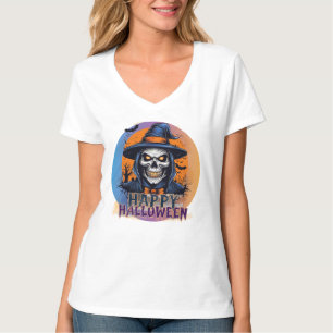 Camiseta Arte de Halloween da Bruxa da Caveira Assustadora-