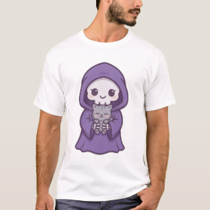 Camiseta Arte de Halloween de Gatinho Fofinho Ceifador