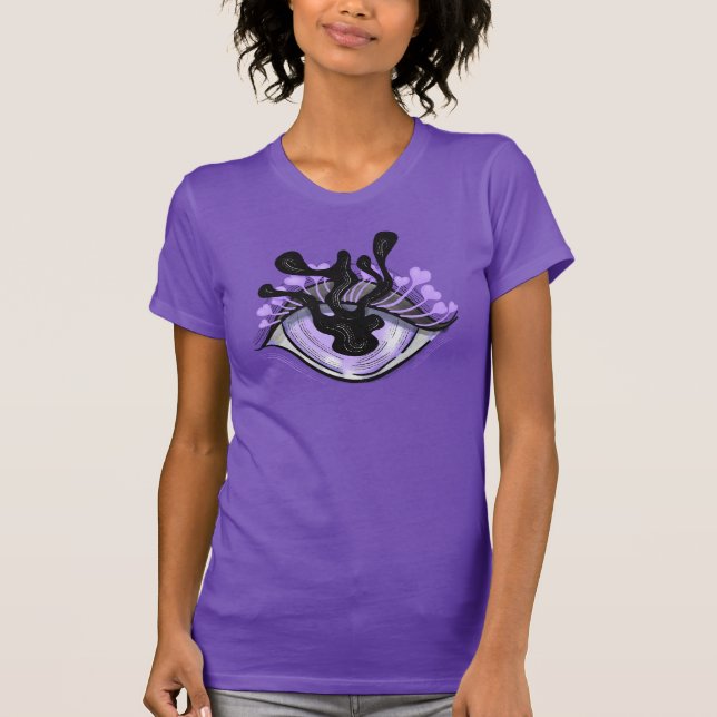 Camiseta Arte de Halloween de Olho Roxo e Gótico Spooky (Frente)