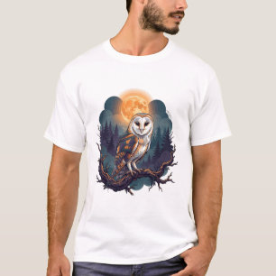 Camiseta Arte de Halloween de um Galho Assombrado com Coruj
