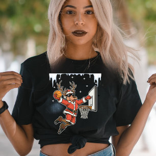 Camiseta Arte de IA Vintage "Rena" Jogador de Basquete Ente
