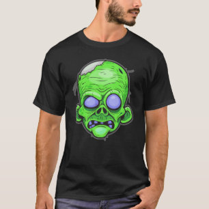 Camiseta Arte de Ilustração de Cabeça Zombie