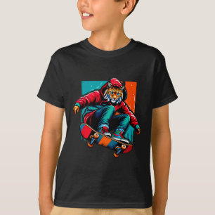 Camiseta Arte de Ilustração de Skate de Lince Funky Legal