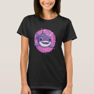 Camiseta Arte de Ilustração de Tubarão de Desenho Animado A
