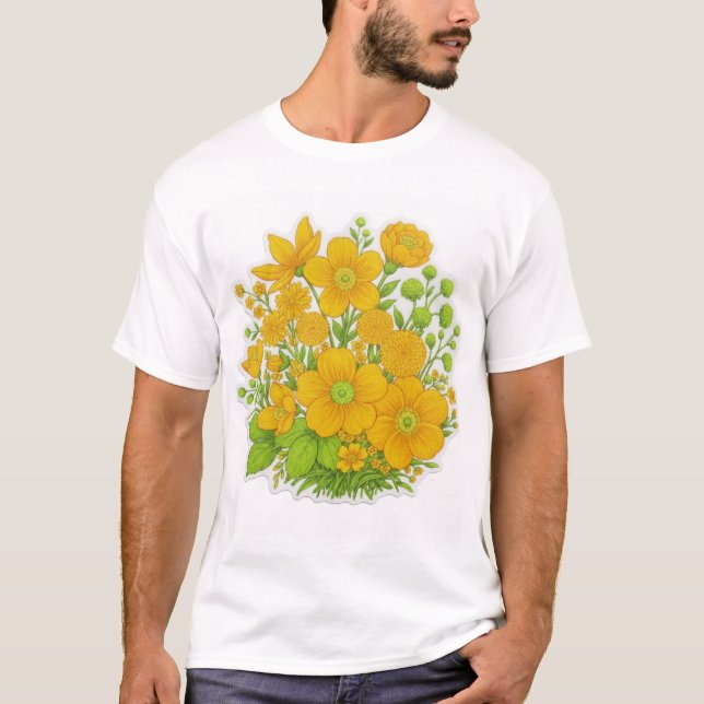 Camiseta arte de impressão de design floral (Frente)