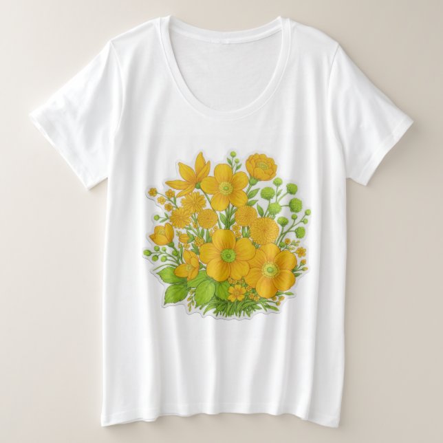 Camiseta arte de impressão de design floral (Frente do Design)