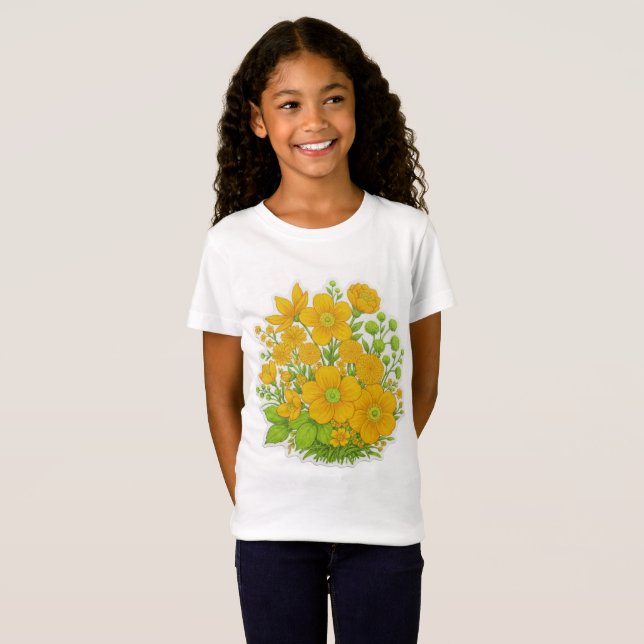 Camiseta arte de impressão de design floral (Frente Completa)